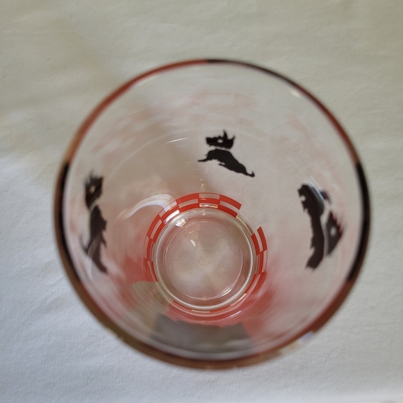 Hazel Atlas Vintage Scottie Terrier Dog and Red Check Juice Glass Approx 5x2.5" - Picture 7 of 7